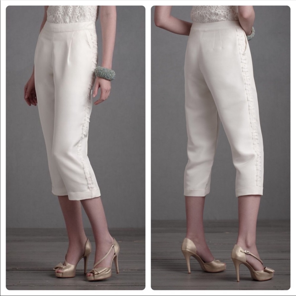 BHLDN Quillaree Textured Bridal Tuxedo Pants Ivory